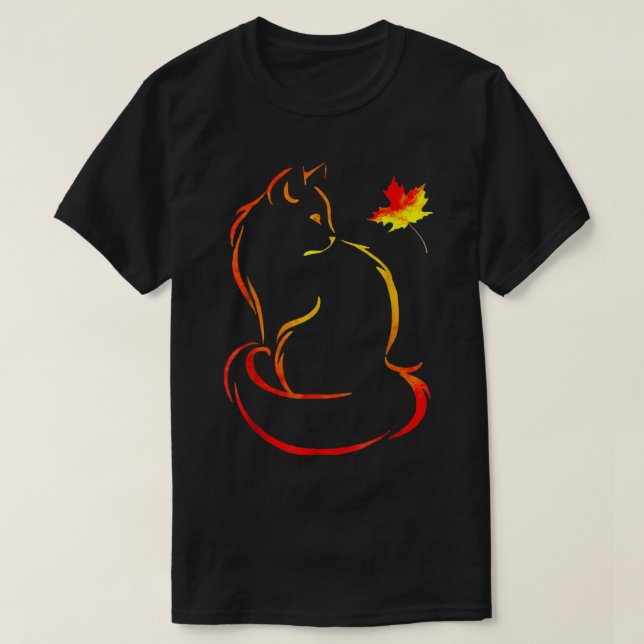 Funny Cat Leaf Fall Hello Autumn For Cute Kitten27 T-Shirt (Design Front)