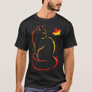Funny Cat Leaf Fall Hello Autumn For Cute Kitten T-Shirt