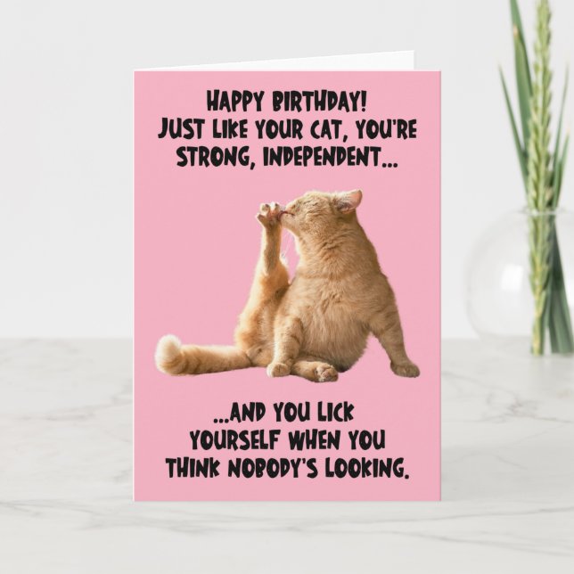 Funny Cat Leaking Its Foot Birthday Greeting Card  (Front)