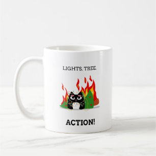 Funny Cat - Lights. Tree. Action! Christmas Coffee Mug