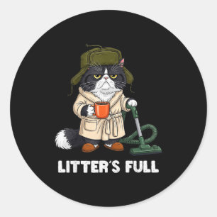 Funny Cat Litter’s Full Parody Cat Lovers Coffee H Classic Round Sticker