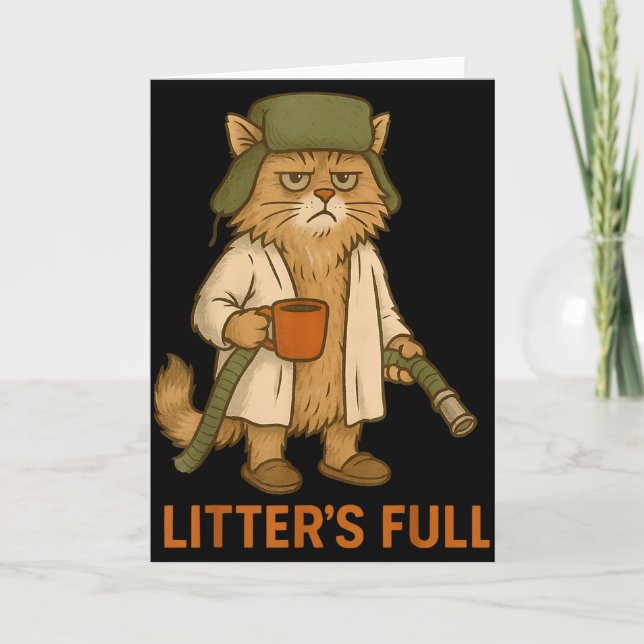 Funny Cat Litter's Full Christmas Cat Xmas Women M Card (Front)