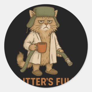 Funny Cat Litter's Full Christmas Cat Xmas Women M Classic Round Sticker