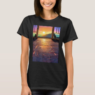 Funny Cat long window with floor T-Shirt