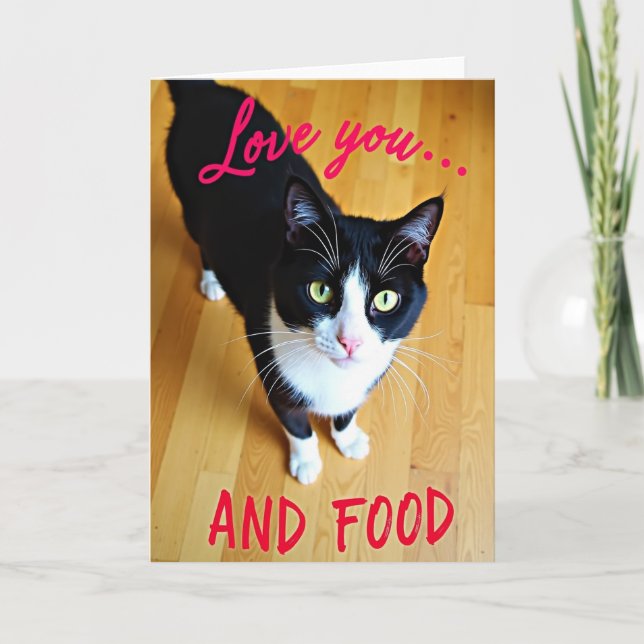 Funny Cat Love Food Card (Front)