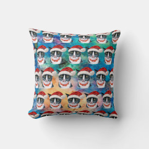 Funny Cat Lover Black and White Christmas Cushion