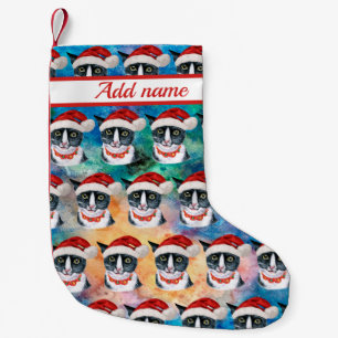 Funny Cat Lover Black and White Christmas Small Christmas Stocking