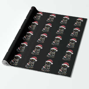 Funny Cat Lover Christmas Lights Wrapping Paper