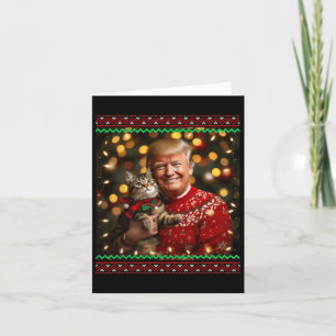 Funny Cat Lover Christmas Sweater Trump Ugly Chris Card