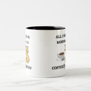 FUNNY CAT LOVER COFFEE AND MEOW T-Shirt Two-Tone Coffee Mug