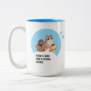 Funny Cat Lover Introvert Humour Two-Tone Coffee Mug