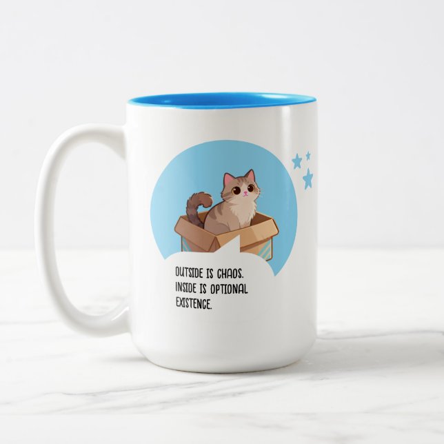 Funny Cat Lover Introvert Humour Two-Tone Coffee Mug (Left)
