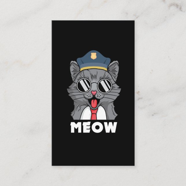 Funny Cat Lover Meow Police Officer Sheriff Cat Business Card (Front)