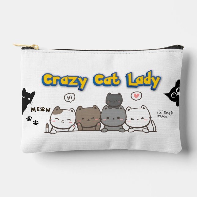 Funny Cat Lover Pouch Bag Gift For Women (Front)