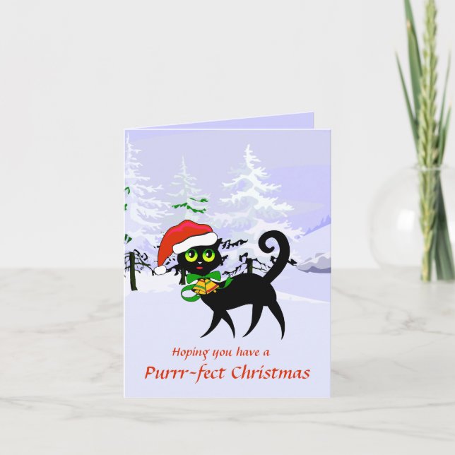Funny Cat lover purrr-fect Christmas Holiday Card (Front)