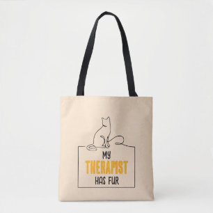 Funny Cat Lover Quote My Therapist Has Fur Gift Tote Bag