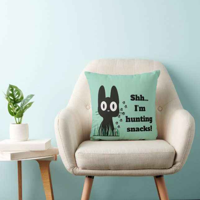 Funny Cat Lover Throw Pillow – Cute Cat Design (Chair)
