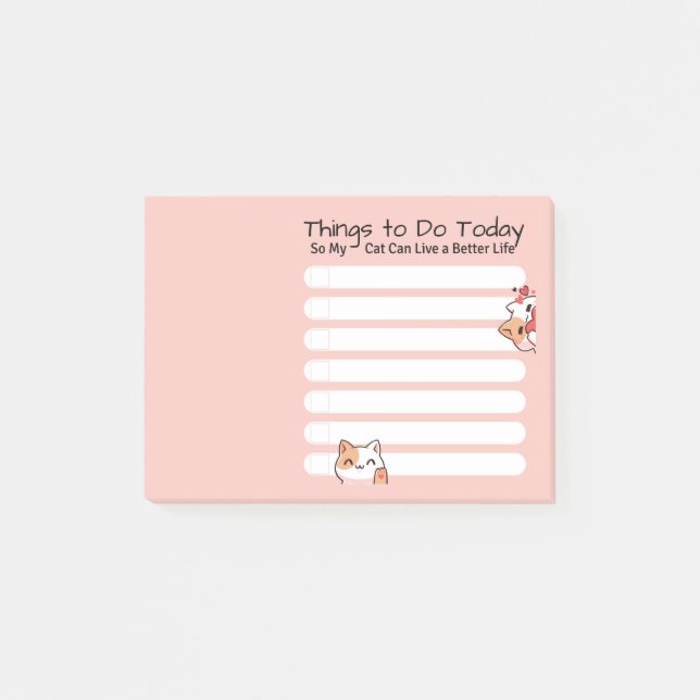 Funny Cat lover to do list pink colour  Post-it Notes (Front)