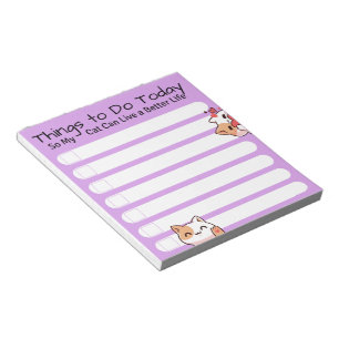 Funny Cat lover to do list purple colour Notepad