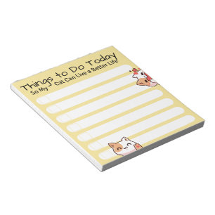 Funny Cat lover to do list yellow colour  Notepad