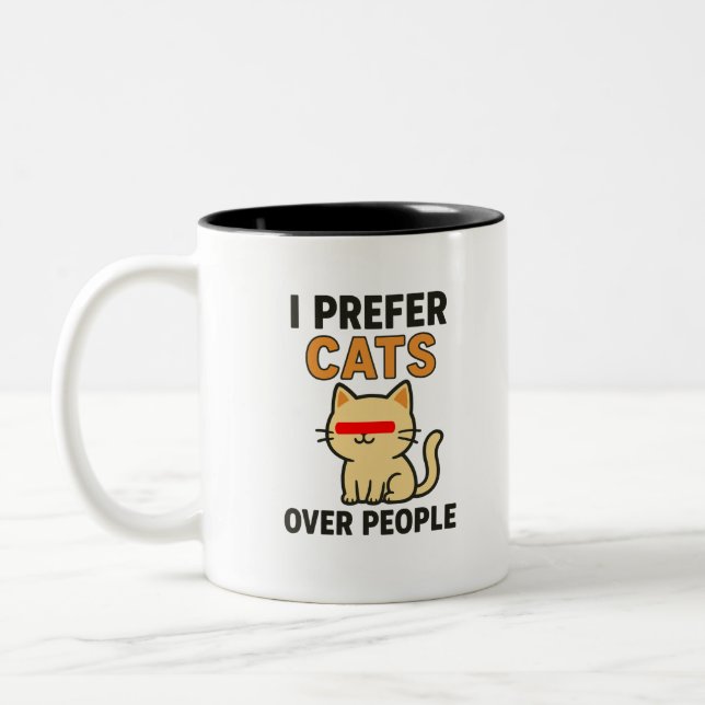 Funny Cat Lover Two-Tone Coffee Mug (Left)