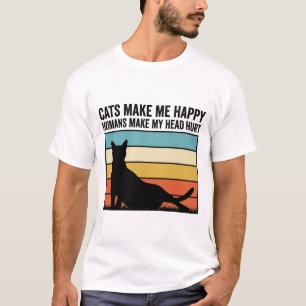 Funny Cat Lover Vintage Cats Make Me Happy Shirt D