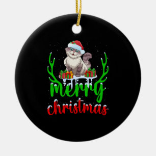 Funny Cat Lover Xmas Gift Cat Christmas T-Shirt Ceramic Ornament