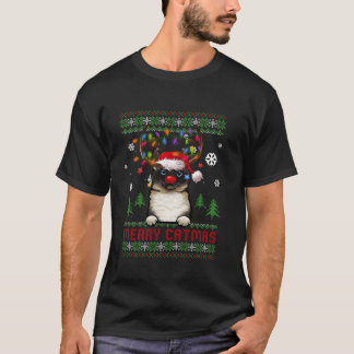 Funny Cat Lovers Cute Birman Catmas Ugly Christmas T-Shirt