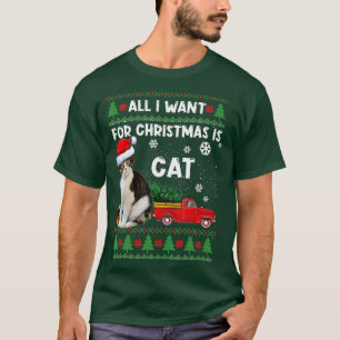 Funny Cat lovers Cute Cat Santa Hat Ugly Christmas T-Shirt