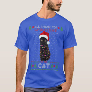 Funny Cat lovers Cute Cat Santa Hat Ugly Christmas T-Shirt