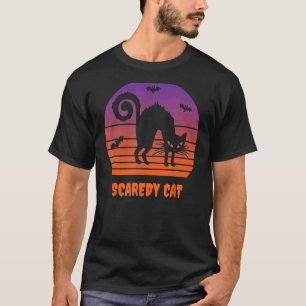 Funny Cat Lovers Halloween Trick Or Treat Scaredy T-Shirt