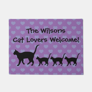 Funny Cat Lover's Lavender & Pervinca Custom Doormat