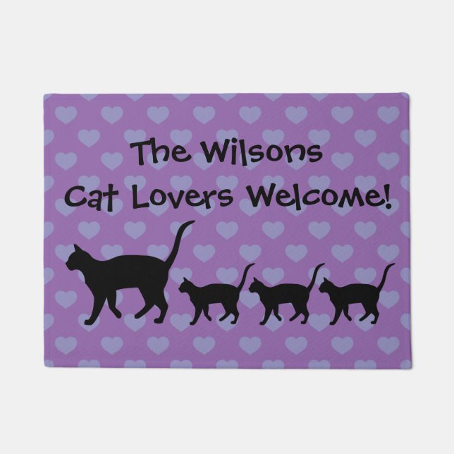 Funny Cat Lover's Lavender & Pervinca Custom Doormat (Front)