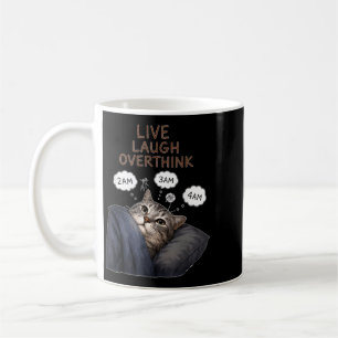 Funny Cat Lovers Overthinking Cat Insomnia Humour Coffee Mug