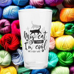 funny cat lovers word art glass