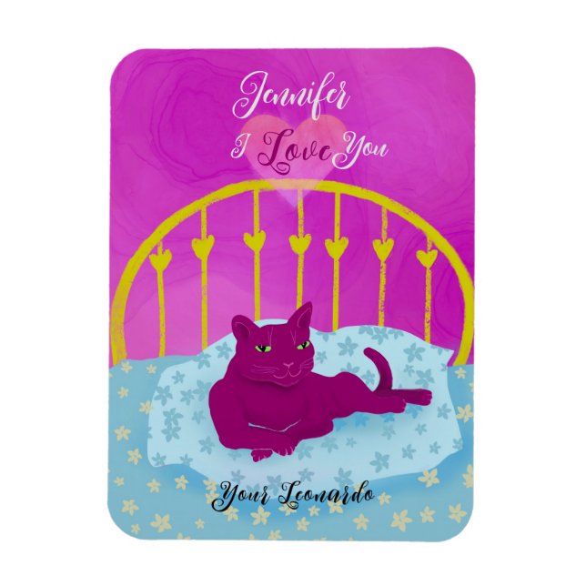 Funny Cat Loves You Personalised Valentine  Magnet (Vertical)