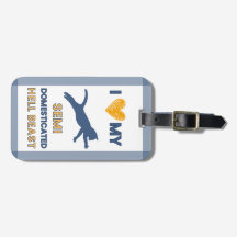 Funny Cat Luggage Tag Hell Beast Blue