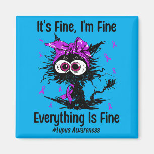 Funny Cat Lupus Awareness Warrior Fighter Purple Magnet