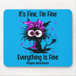 Funny Cat Lupus Awareness Warrior Fighter Purple Mouse Pad