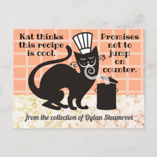 Funny cat main dish cooking cookbook recipe card