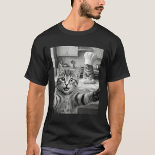 Funny Cat Making Biscuits Meme Bakery Kitten Chef T-Shirt