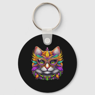 Funny Cat Mardi Gras Funny Mardi Gras Carnival Key Ring