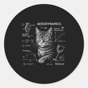 Funny Cat Math Physics Equations Science Humor Classic Round Sticker