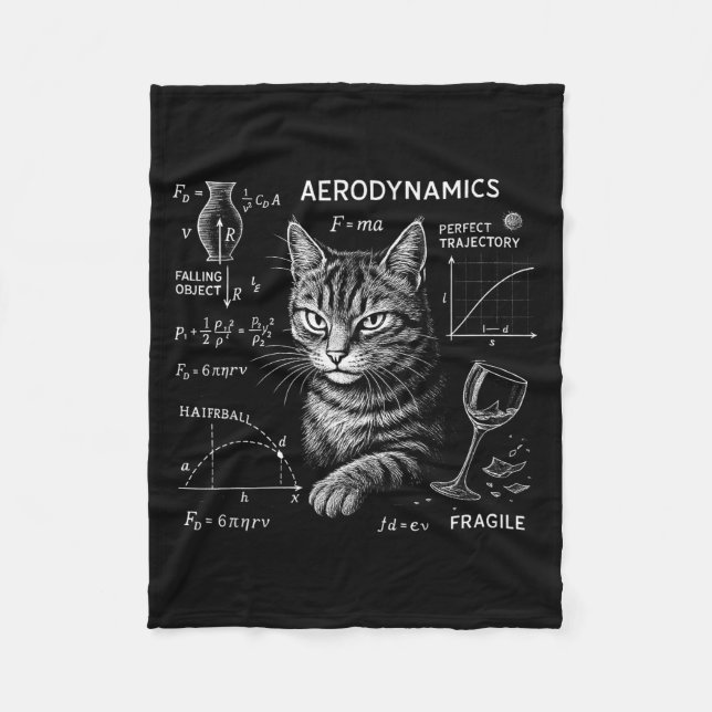 Funny Cat Math Physics Equations Science Humor  Fleece Blanket (Front)