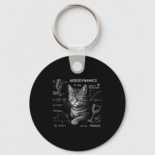 Funny Cat Math Physics Equations Science Humor  Key Ring (Front)