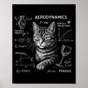 Funny Cat Math Physics Equations Science Humor  Poster