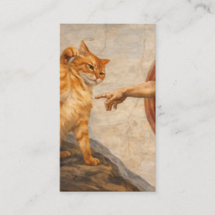 Funny Cat Meme Art Creation of Adam with Cat Sarca Enclosure Card