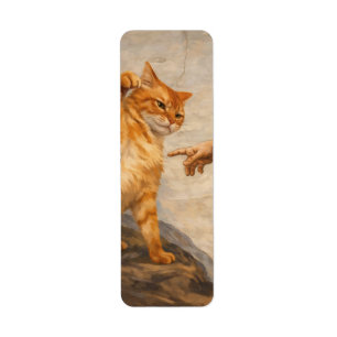 Funny Cat Meme Art Creation of Adam with Cat Sarca Return Address Label