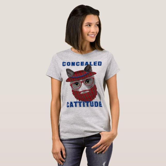 Funny Cat Meme Concealed Cattitude T-Shirt (Front Full)