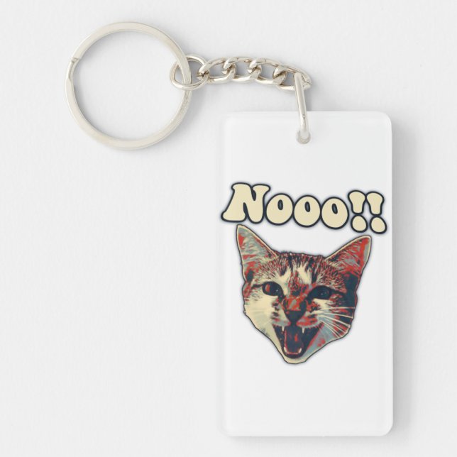 Funny cat meme for cat persons and cat owners key ring (Front)